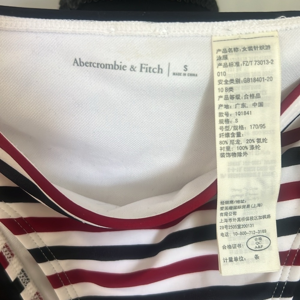 Abercrombie& Fitch- Dark red, white, blue striped bikini - Picture 6 of 8